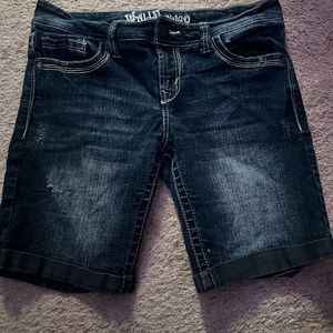 Wallflower, dark wash denim long shorts, size 9